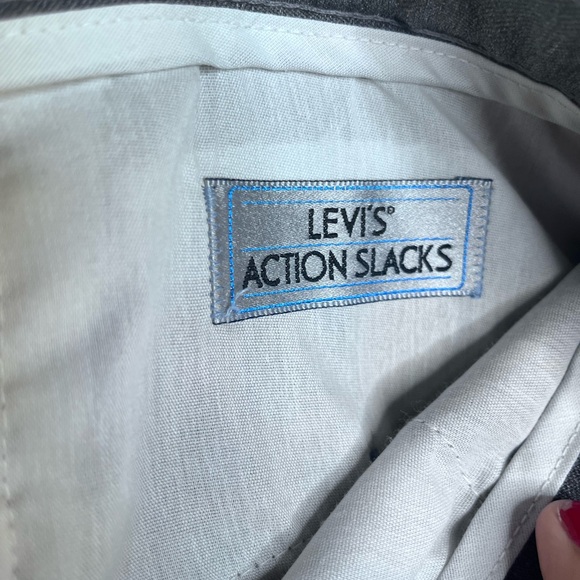 Vintage Levis Action Slacks Pants Mens W30 L30 Trousers Rockabilly Gray Pleated - Picture 3 of 11